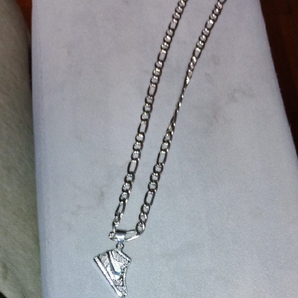 Stainless Steel Sliver Nike Sneaker Pendant Necklace
